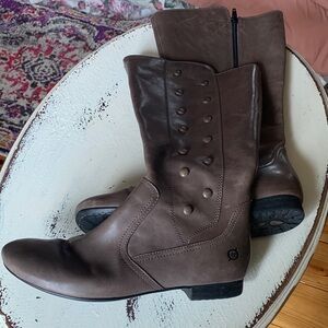 Born Brown Leather Zip Dress Boots
